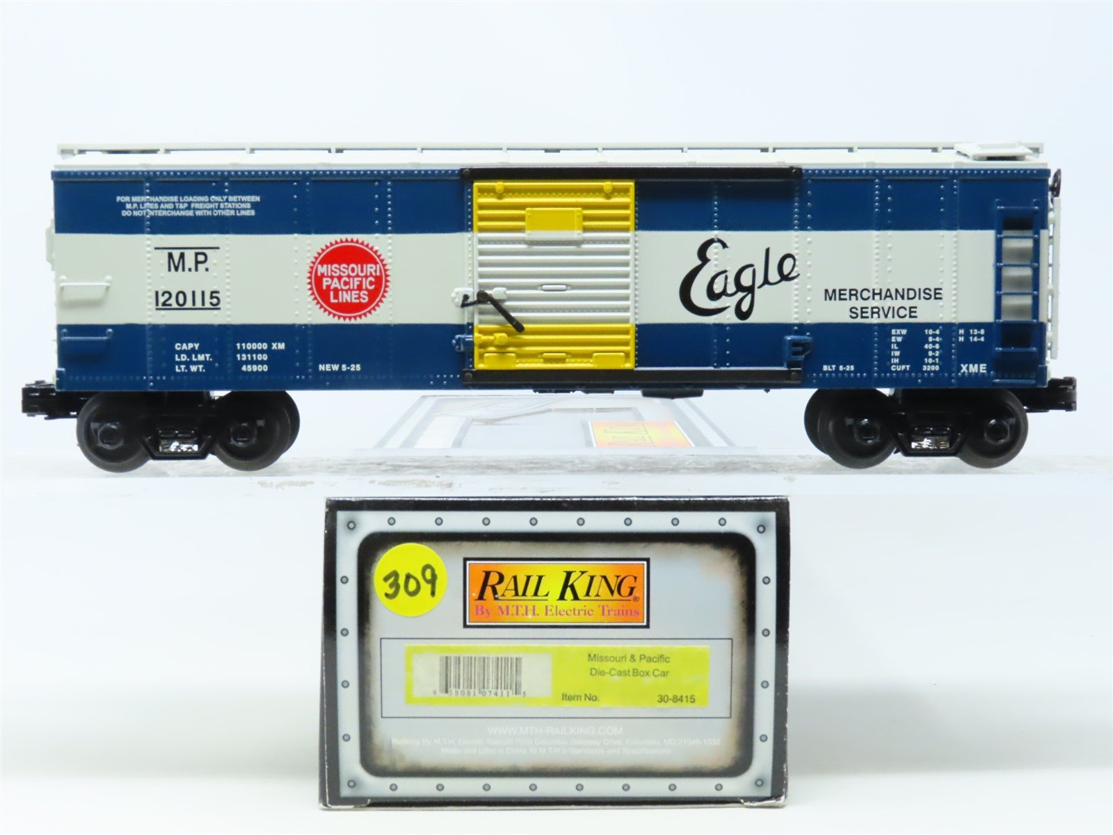O Gauge 3-Rail MTH Rail King 30-8415 MP Missouri Pacific "Eagle" Box Car #120115