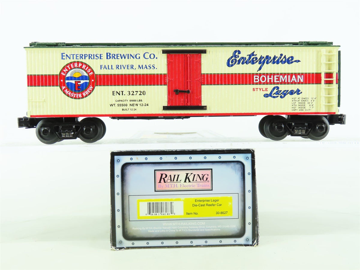 O Gauge 3-Rail MTH Rail King #30-8627 RNT. Enterprise Brewing Co. Reefer #32720