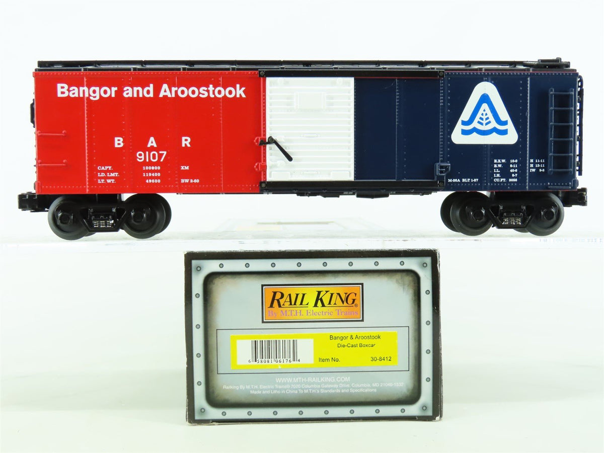O Gauge 3-Rail MTH Rail King 30-8412 BAR Bangor &amp; Aroostook Box Car #9107