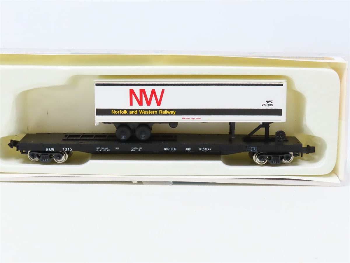 N Con-Cor 0001-1241D N&amp;W Norfolk &amp; Western 60&#39; TOFC Flat Car #1315 w/ Trailer