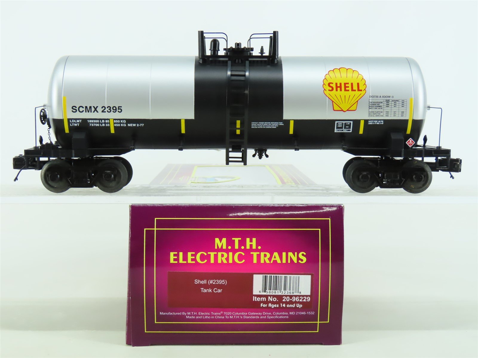 O Gauge 3-Rail MTH 20-96229 SCMX Shell Oil Tank Car #2395