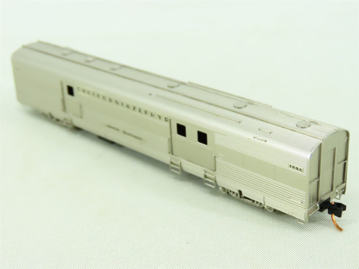 N Scale Unbranded BRASS CB&amp;Q California Zephyr Baggage Passenger Car - Plated