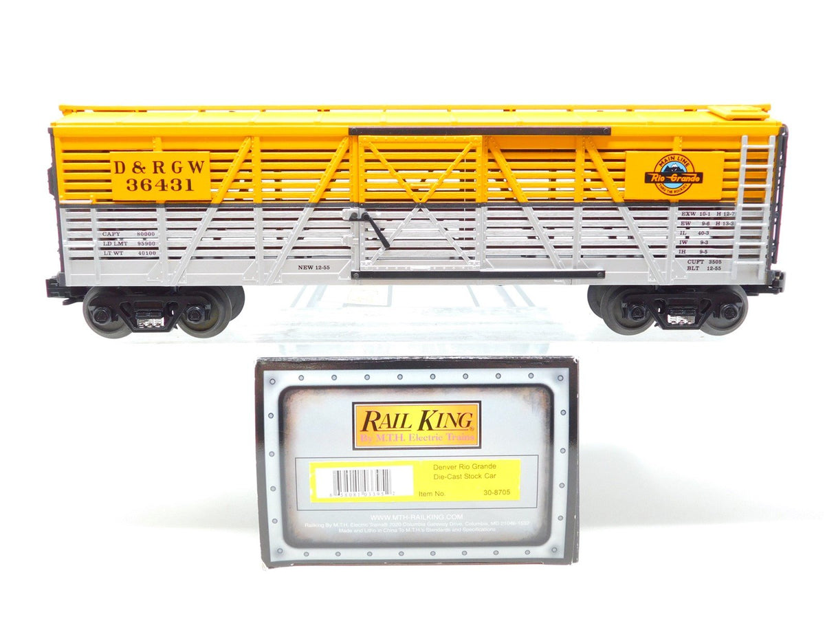 O Gauge 3-Rail MTH Rail King Die Cast 30-8705 D&amp;RGW Rio Grande Stock Car #36431