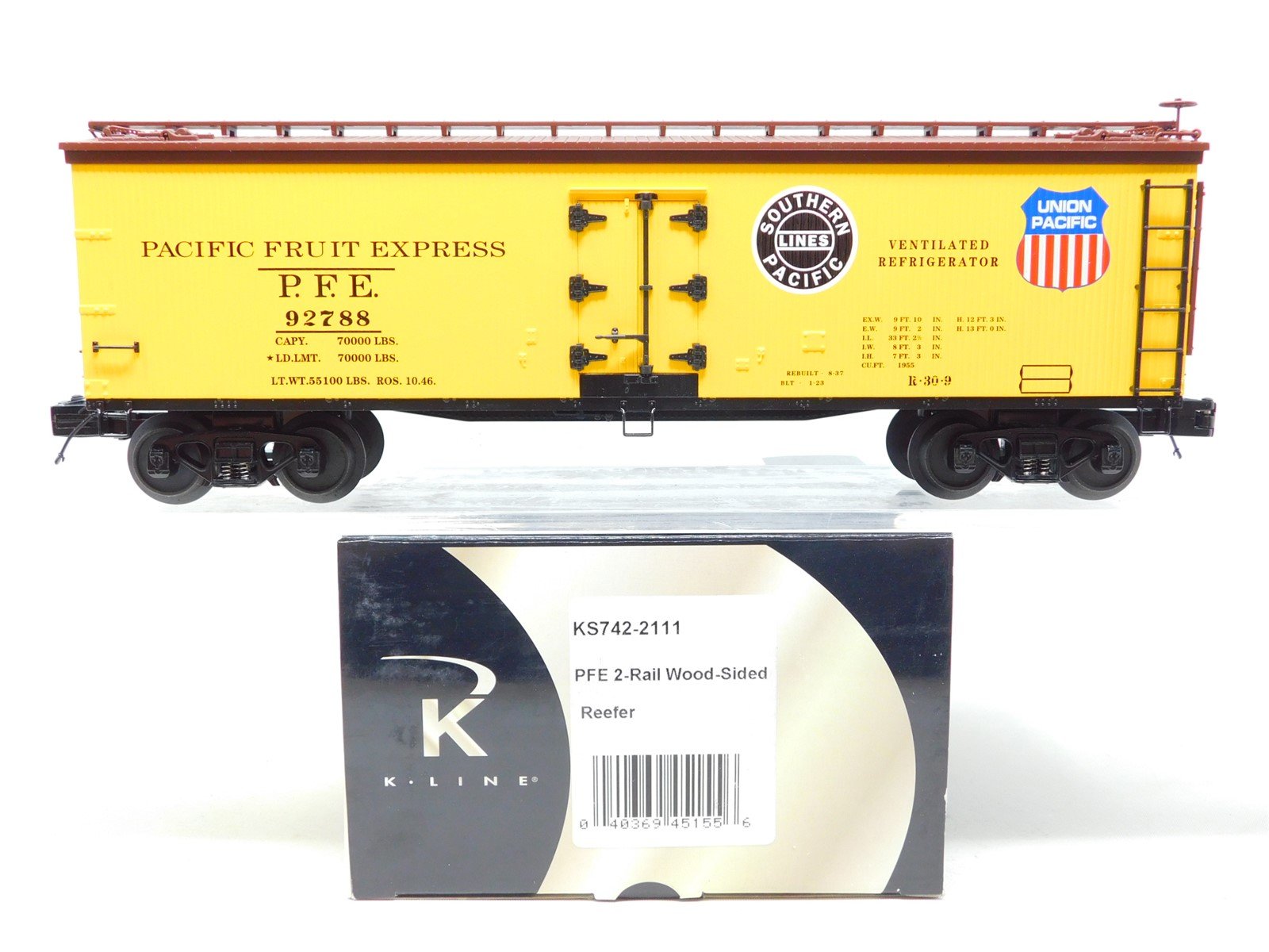 O Gauge 3-Rail K-Line KS742-2111 PFE Pacific Fruit Express Reefer #92788