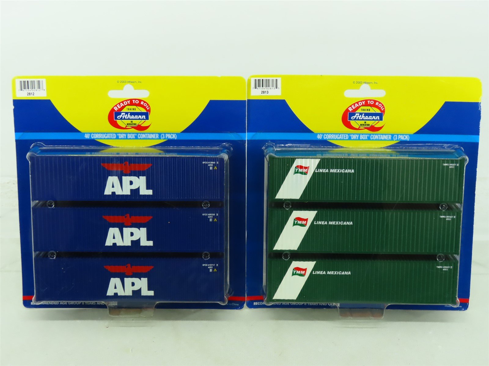 HO Scale Athearn #2812 & 2813 APL & Linea Mexicana 40' Containers (2 Packs of 3)
