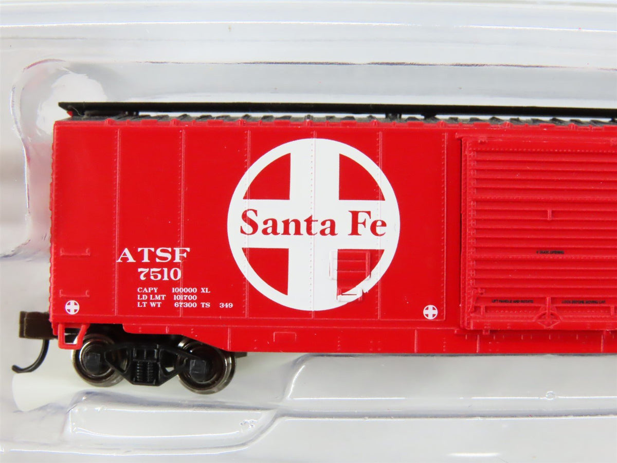N Scale Bachmann Silver 19454 ATSF Santa Fe 50&#39; Sliding Door Box Car #7510