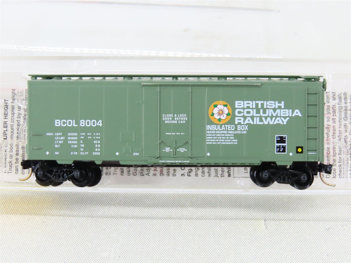 N Scale Micro-Trains MTL 21230 BCOL British Columbia 40&#39; Plug Door Box Car #8004