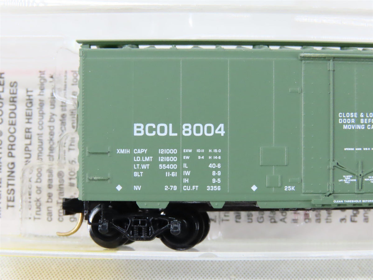 N Scale Micro-Trains MTL 21230 BCOL British Columbia 40&#39; Plug Door Box Car #8004