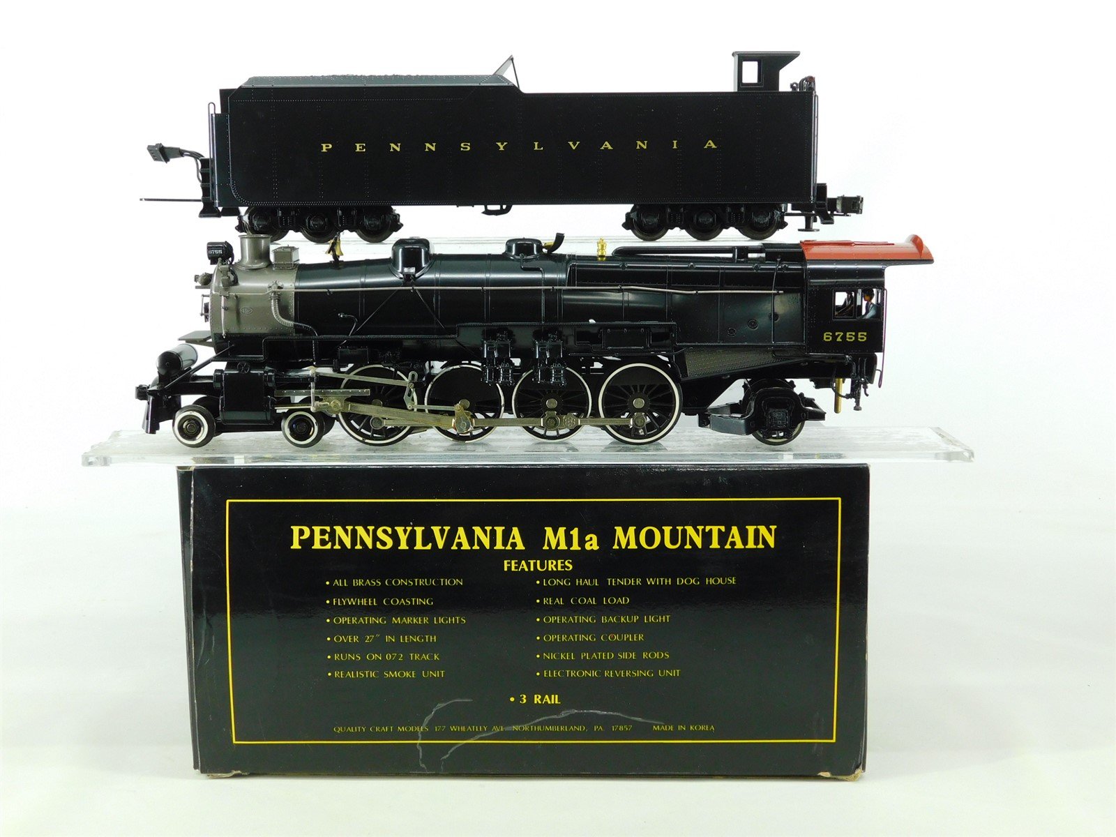 O Gauge 3-Rail Weaver PRR Pennsylvania M1a 4-8-2 Steam Loco #6755 BRASS