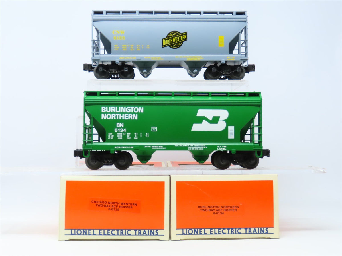 O Gauge 3-Rail Lionel 9-6190 C&amp;NW/BN 2 Bay Hopper Car 2-Pack