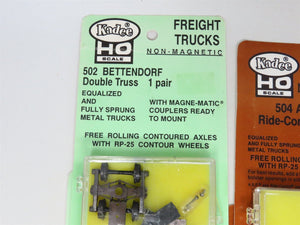 Lot of 17 Pairs of HO Scale Kadee #502, #504 & #518 Non-Magnetic Freight Trucks