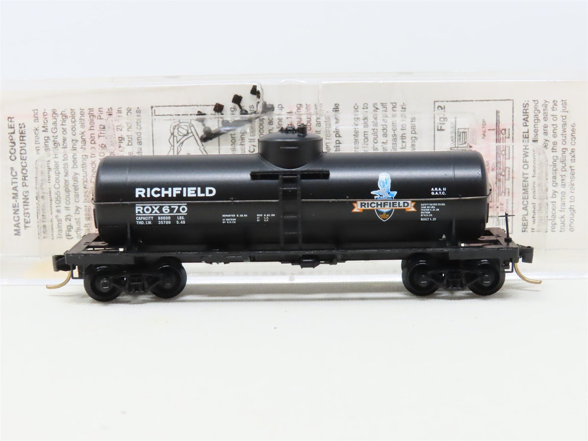 N Scale Micro-Trains MTL 65430 ROX Richfield Oil 39&#39; Single Dome Tank Car #670