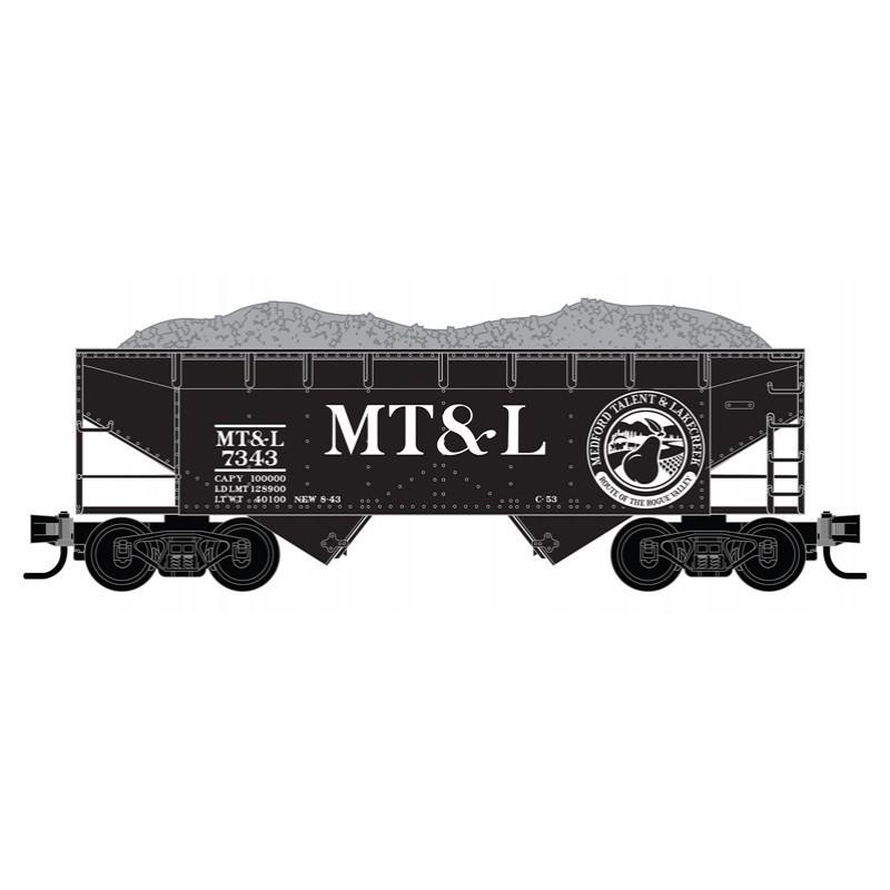 Z Micro-Trains MTL 53300191 MT&amp;L 33&#39; 2-Bay Offset Sides Hopper #7343 w/Load