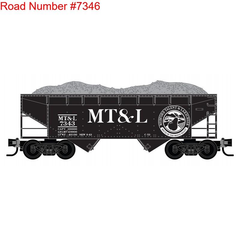 Z Micro-Trains MTL 53300192 MT&amp;L 33&#39; 2-Bay Offset Sides Hopper #7346 w/Load