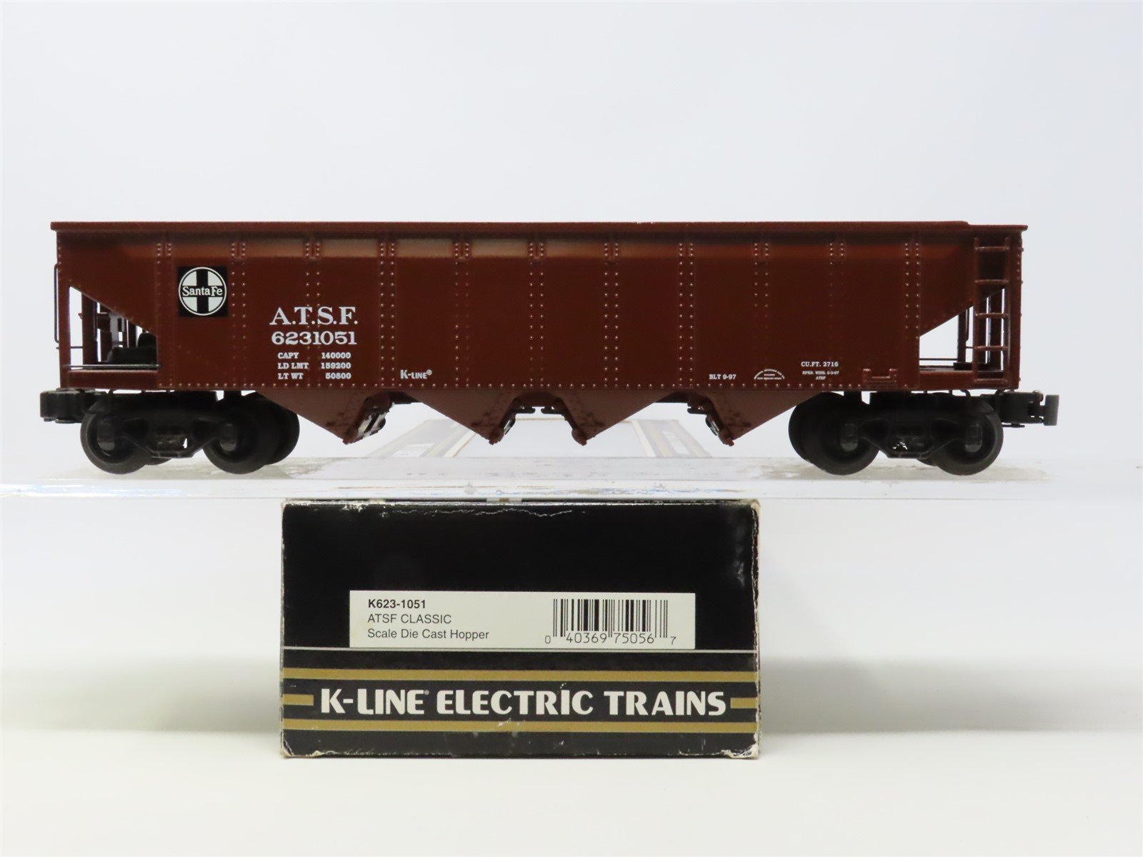 O Gauge 3-Rail K-Line K623-1051 ATSF Santa Fe 4-Bay Open Hopper #6231051