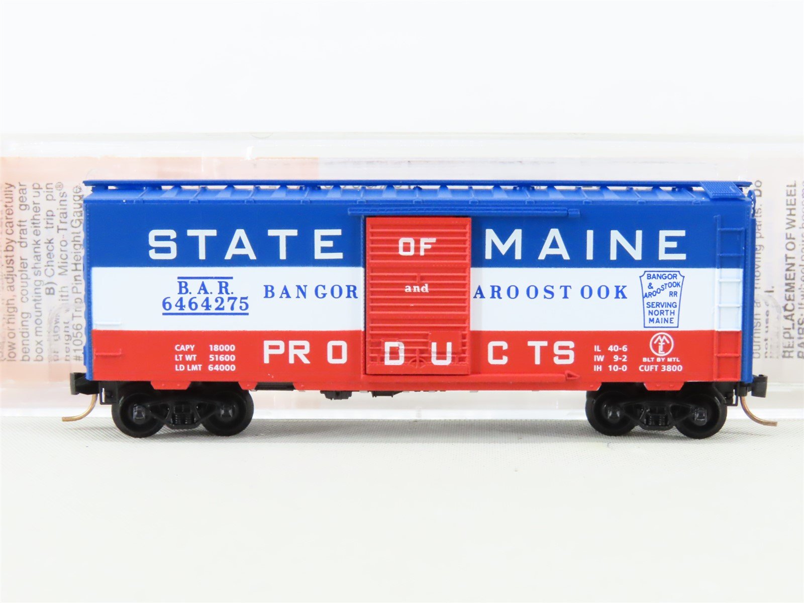 N Scale Micro-Trains MTL 6464-275 BAR State of Maine Box Car #6464275