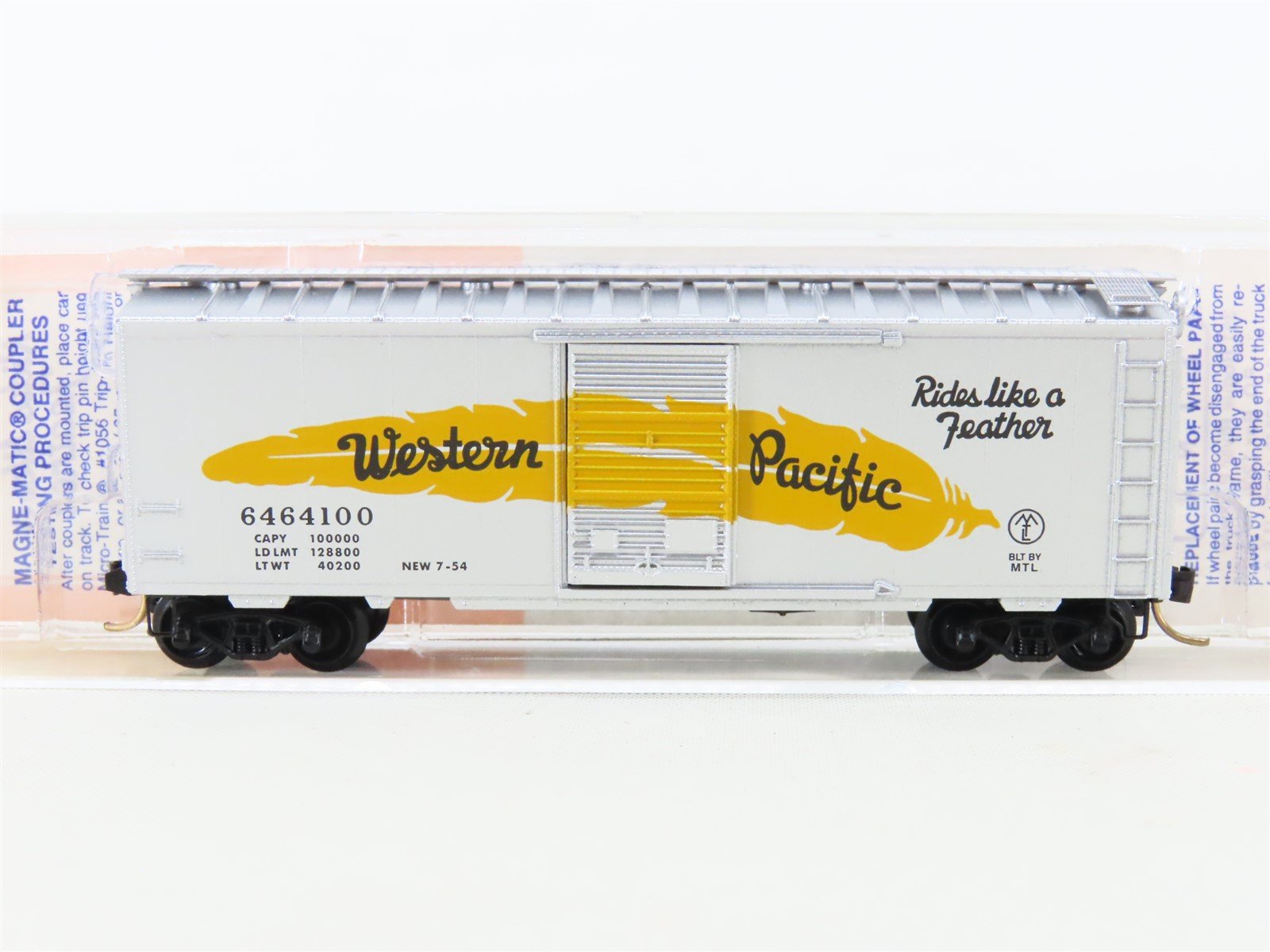 N Scale Micro-Trains MTL 6464-100 WP Western Pacific "Feather" Box Car #6464100