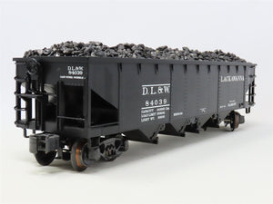 O Gauge 3-Rail K-Line K623-1472 DL&W Lackawanna 4-Bay Hopper #84039 w/Coal Load