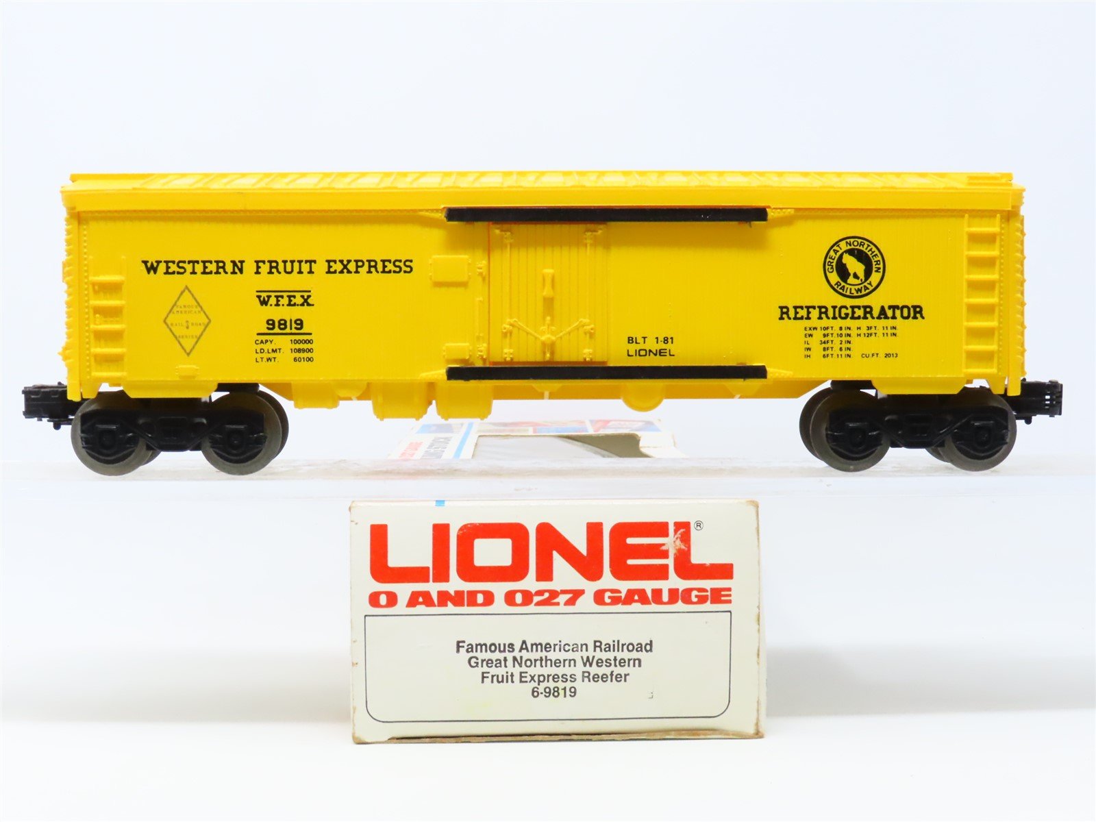 O/O27 Gauge 3-Rail Lionel FAR 3 #6-9819 WFEX Great Northern Express Reefer