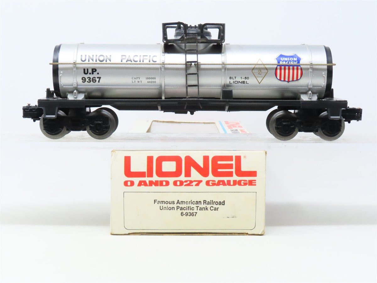 O/O27 Gauge 3-Rail Lionel FAR 2 #6-9367 UP Union Pacific Single Dome Tank Car