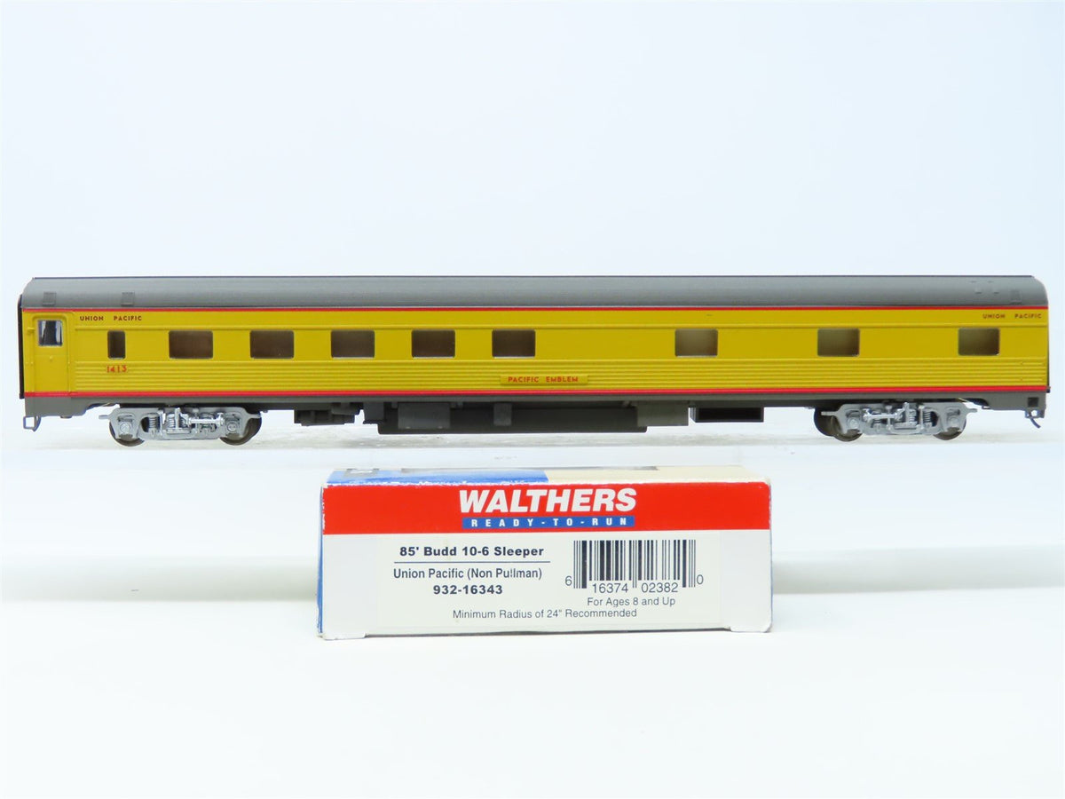 HO Scale Walthers 932-16343 UP Union Pacific 85&#39; Budd Sleeper Passenger #1413