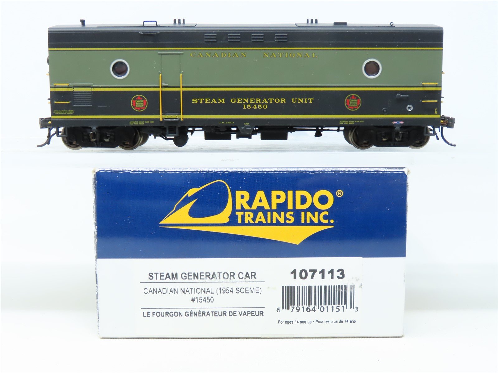 HO Scale Rapido 107113 CN Canadian National Steam Generator Car #15450