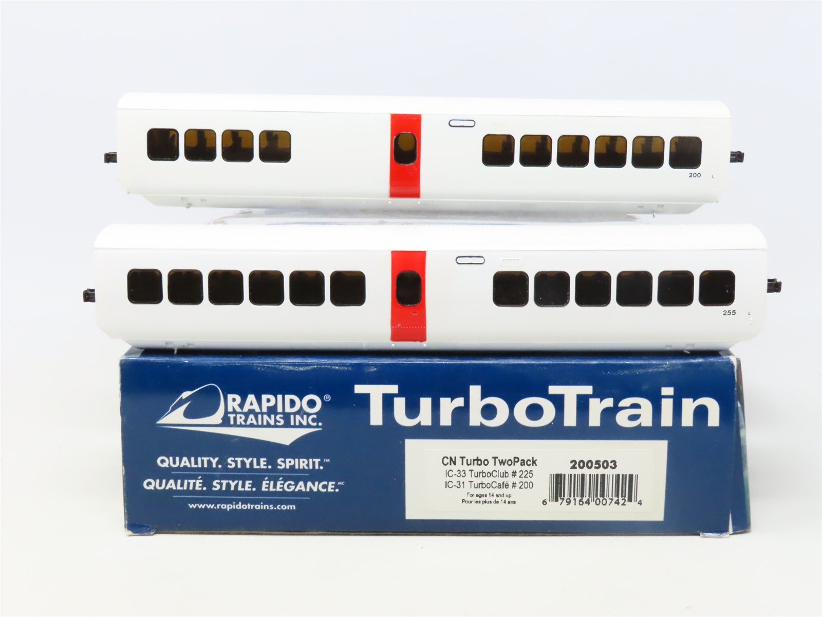HO Scale Rapido 200503 CN Canadian National Turbo Coach Passenger 2-Car Pack