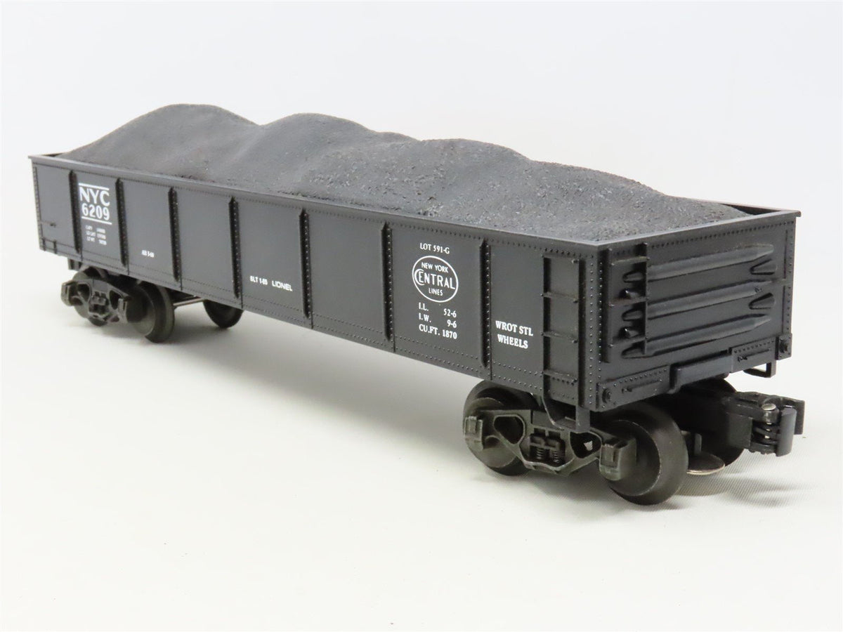 O Gauge 3-Rail Lionel #6-6209 NYC New York Central Gondola w/ Coal Load