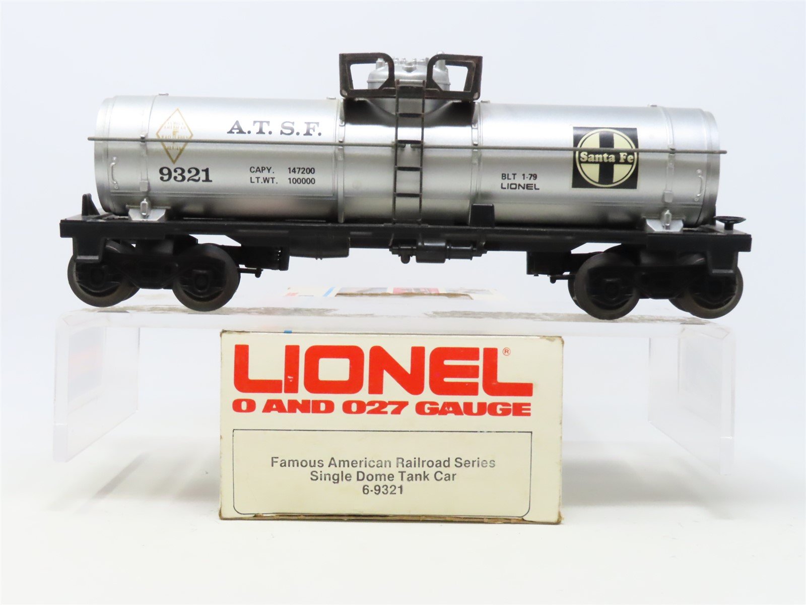 O Gauge 3-Rail Lionel 6-9321 ATSF Santa Fe Single Dome Tank Car #9321