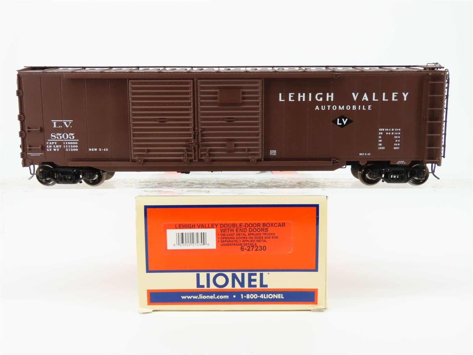O Scale 2-Rail Lionel 6-27230 LV Lehigh Valley 50' Double Door Box Car #8505