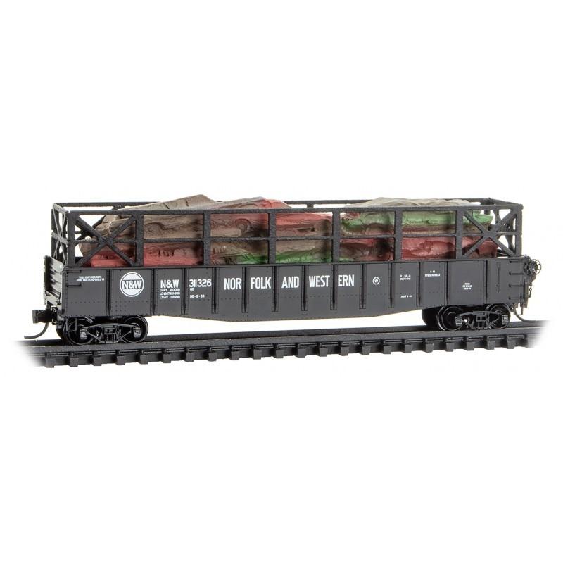 N Micro-Trains MTL 04600490 N&amp;W 50&#39; Drop-End Gondola #311326 w/Scrap Car Load